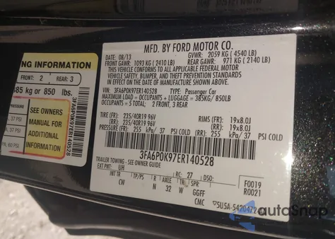 2014 Ford Fusion Titanium из США, поврежденный, VIN 3FA6P0K97ER140528